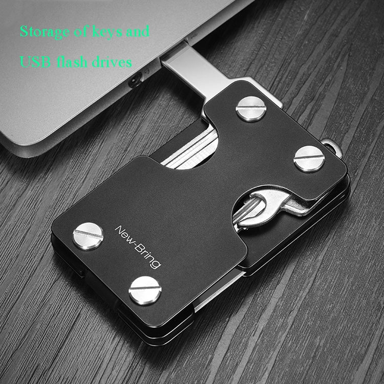 New-Bring Metal Card Holder Multifunctional  EDC Wallet Can Store Keys & U Disk(Black) - free shipping - PMC TechLife - Order now!