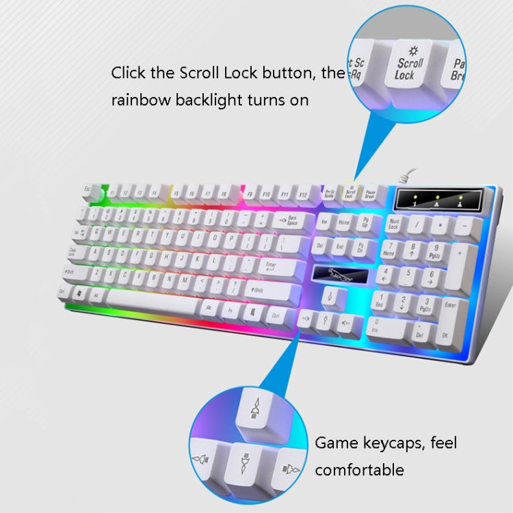 ZGB G21B Colorful Glow USB Wired Keyboard Mouse Set(White) - Wired Keyboard by ZGB | Online Shopping South Africa | PMC Jewellery | Buy Now Pay Later Mobicred