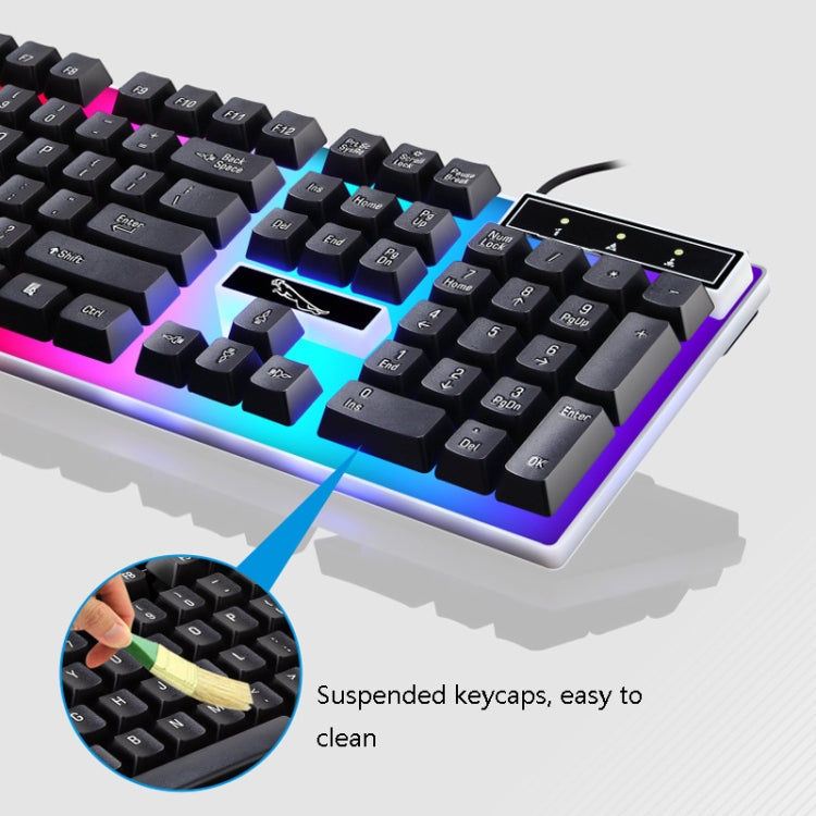 ZGB G21B Colorful Glow USB Wired Keyboard Mouse Set(White) - free shipping - PMC Jewellery - Order now!