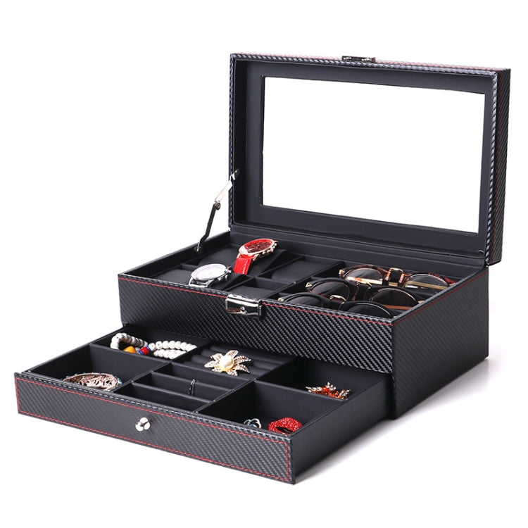 Carbon Fiber PU Leather Watch Box Jewelry Storage Box Packaging Box, Style:  Double-layer - free shipping - PMc TechLife - Order now!