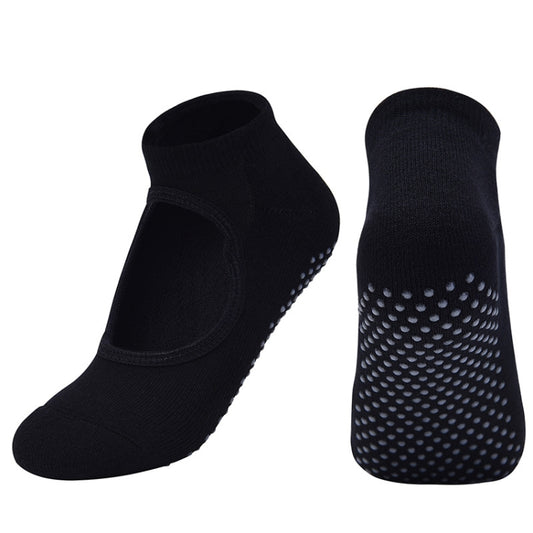 2 Pairs Combed Cotton Yoga Socks Towel Bottom Reveal Round Head Dance Fitness Sports Flooring Socks, Size: One Size(Black) - Yoga Socks & Shoes by PMC Jewellery | Online Shopping South Africa | PMC Jewellery | Buy Now Pay Later Mobicred