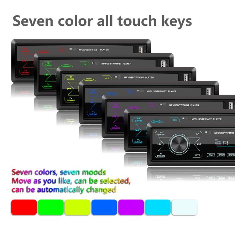 A2818 Car Bluetooth Speakerphone Car MP3 Player Function Touch Double U Disk Colorful Lights Radio, Specification: Standard+16G Memory Card - Car MP3 & MP4 & MP5 by PMC Jewellery | Online Shopping South Africa | PMC Jewellery | Buy Now Pay Later Mobicred