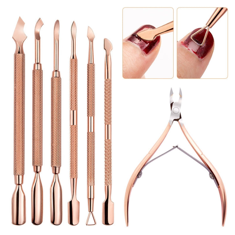 3 PCS Stainless Steel Rose Gold Double-Headed Steel Push Dead Skin Scissors Nail Set,Style: 02  Big Head - Nail Art Equipment by PMC Jewellery | Online Shopping South Africa | PMC Jewellery | Buy Now Pay Later Mobicred