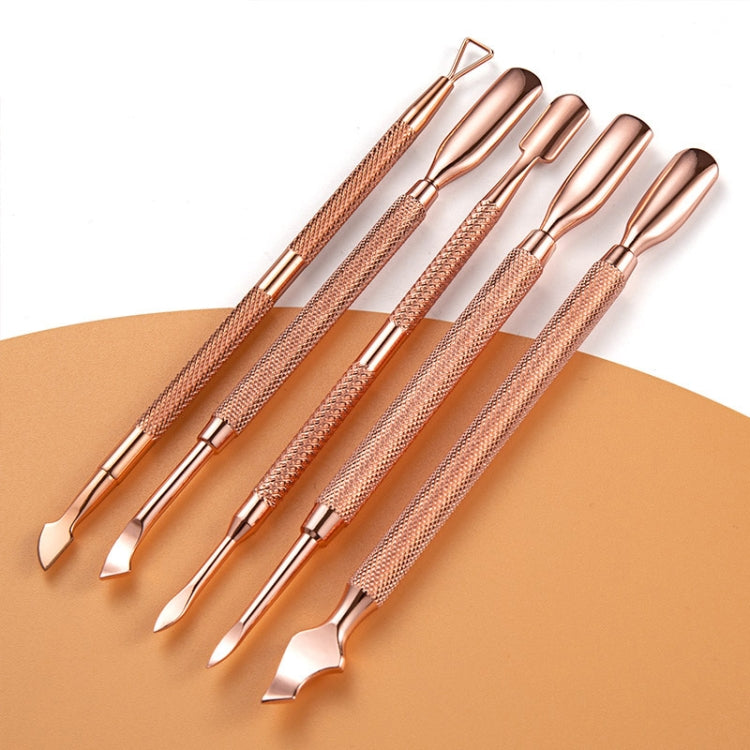 3 PCS Stainless Steel Rose Gold Double-Headed Steel Push Dead Skin Scissors Nail Set,Style: 03  Big Head - Nail Art Equipment by PMC Jewellery | Online Shopping South Africa | PMC Jewellery | Buy Now Pay Later Mobicred