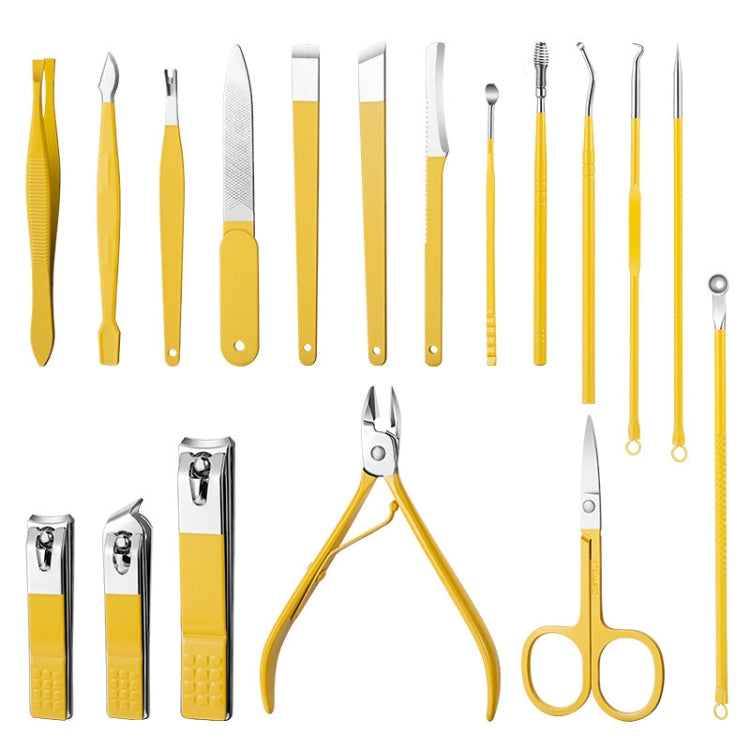 9 In 1 Nail Clipper Set Manicure Set Stainless Steel Nail Clipper Manicure Tool(Yellow) - Nail Art Equipment by PMC Jewellery | Online Shopping South Africa | PMC Jewellery | Buy Now Pay Later Mobicred