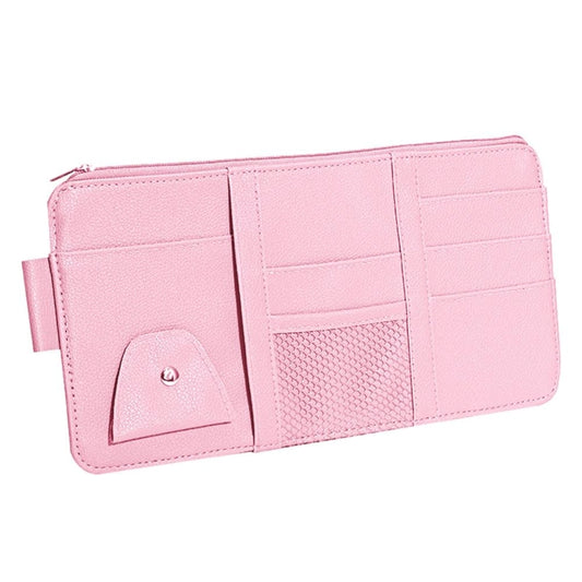 2 PCS Auto Sun Visor Card Clip Business Card Glasses Clip Zipper Car Mobile Phone Document Folder(Pink) - Stowing Tidying by PMC Jewellery | Online Shopping South Africa | PMC Jewellery | Buy Now Pay Later Mobicred