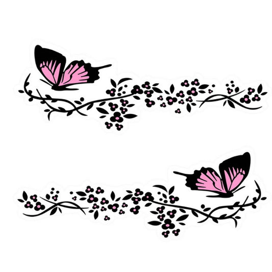 2 Pairs R729 Butterfly Flower Car Sticker Butterfly Love Flower Personality Engine Cover Body Decorative Sticker(Pink) - Decorative Sticker by PMC Jewellery | Online Shopping South Africa | PMC Jewellery