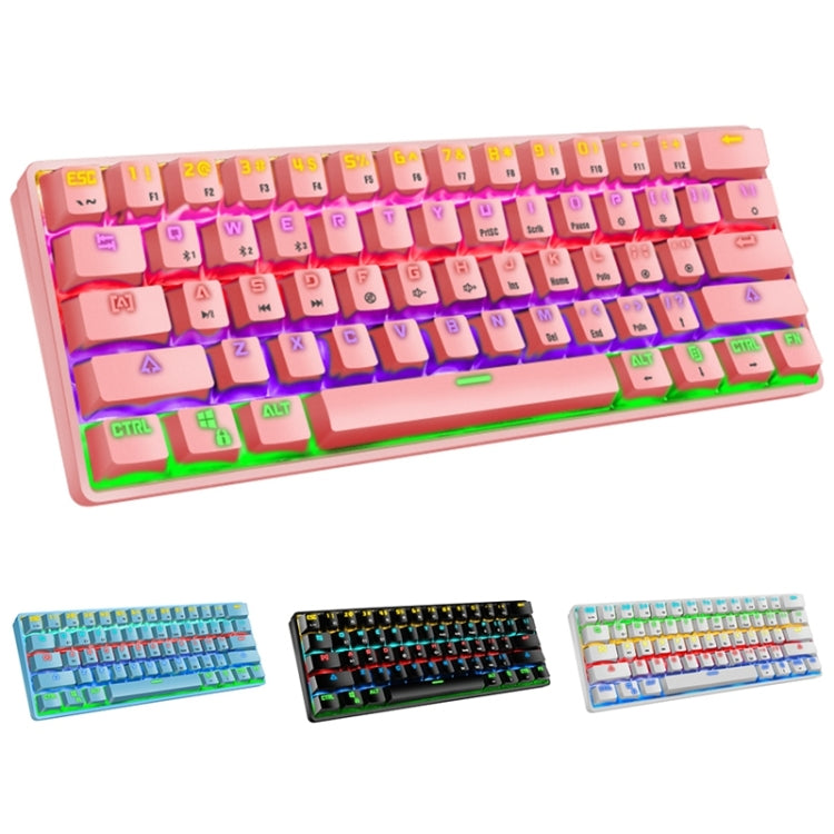 LEAVEN K28 61 Keys Gaming Office Computer RGB Wireless Bluetooth + Wired Dual Mode Mechanical Keyboard, Cabel Length:1.5m, Colour: Red Axis (White) - Wireless Keyboard by LEAVEN | Online Shopping South Africa | PMC Jewellery | Buy Now Pay Later Mobicred