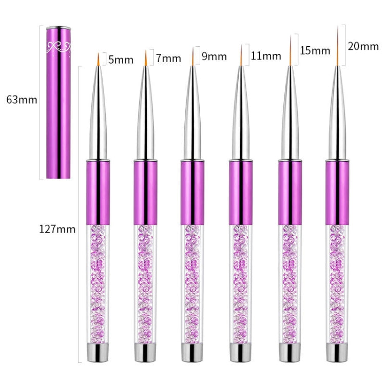 Nail Art Drawing Pen Purple Drill Rod Color Painting Flower Stripe Nail Brush With Pen Cover, Specification: 7mm - Nail Art Equipment by PMC Jewellery | Online Shopping South Africa | PMC Jewellery | Buy Now Pay Later Mobicred