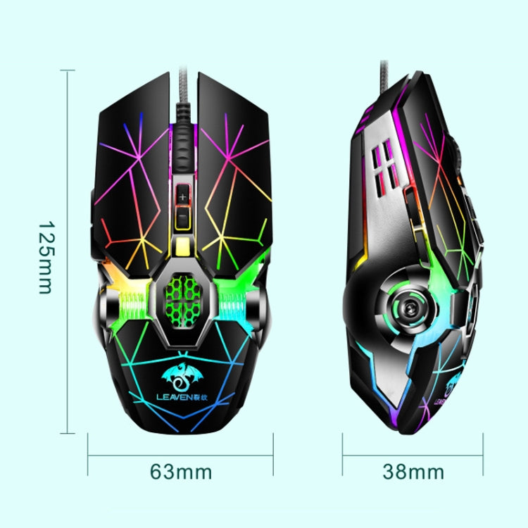 LEAVEN 7 Keys 4000DPI USB Wired Computer Office Luminous RGB Mechanical Gaming Mouse, Cabel Length:1.5m, Colour: S30 Black - free shipping - PMC TechLife - Order now!