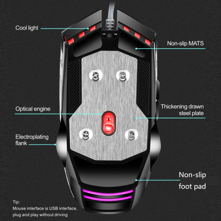 LEAVEN 7 Keys 4000DPI USB Wired Computer Office Luminous RGB Mechanical Gaming Mouse, Cabel Length:1.5m, Colour: S30 Black - free shipping - PMC TechLife - Order now!