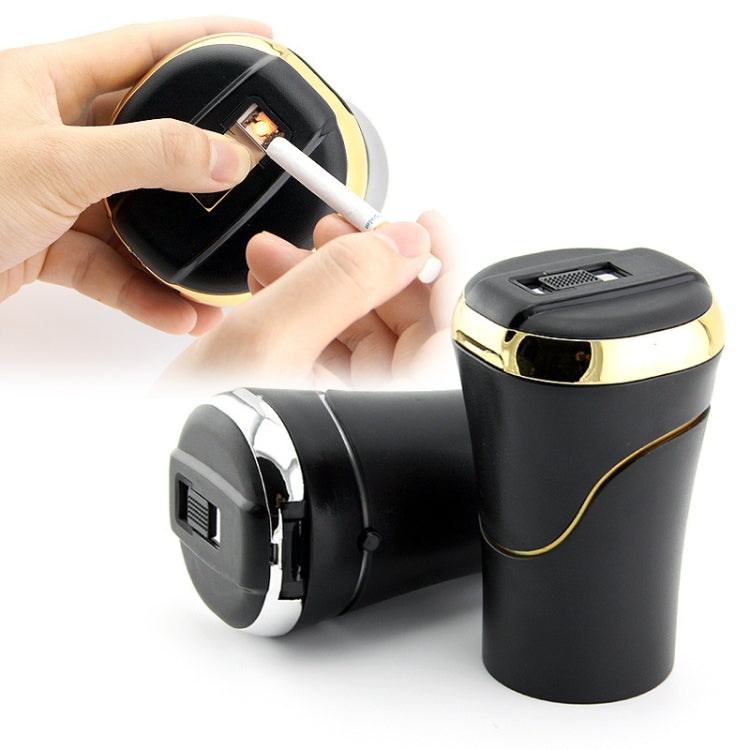 N09C Car Ashtray With Lamp And Cover Car Ashtray(Gold) - Ashtrays by PMC TechLife | Online Shopping South Africa | PMC TechLife | Buy Now Pay Later Mobicred