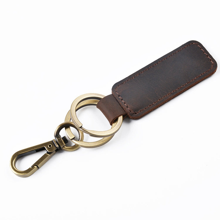 2 PCS Handmade Crazy Horse Leather Retro Keychain Car Couple Keychain, Specification: Double Ring(Coffee) - Key Rings by PMC TechLife | Online Shopping South Africa | PMC TechLife | Buy Now Pay Later Mobicred