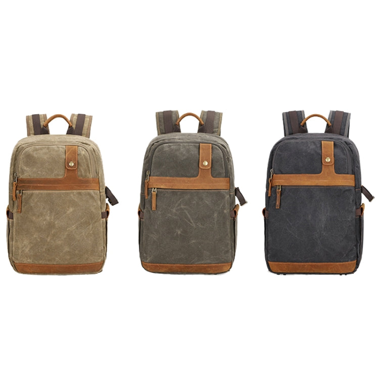 D1383 Outdoor SLR Digital Camera Backpack Waterproof Batik Canvas Camera Bag(Gray) - Backpack by PMC TechLife | Online Shopping South Africa | PMC TechLife | Buy Now Pay Later Mobicred