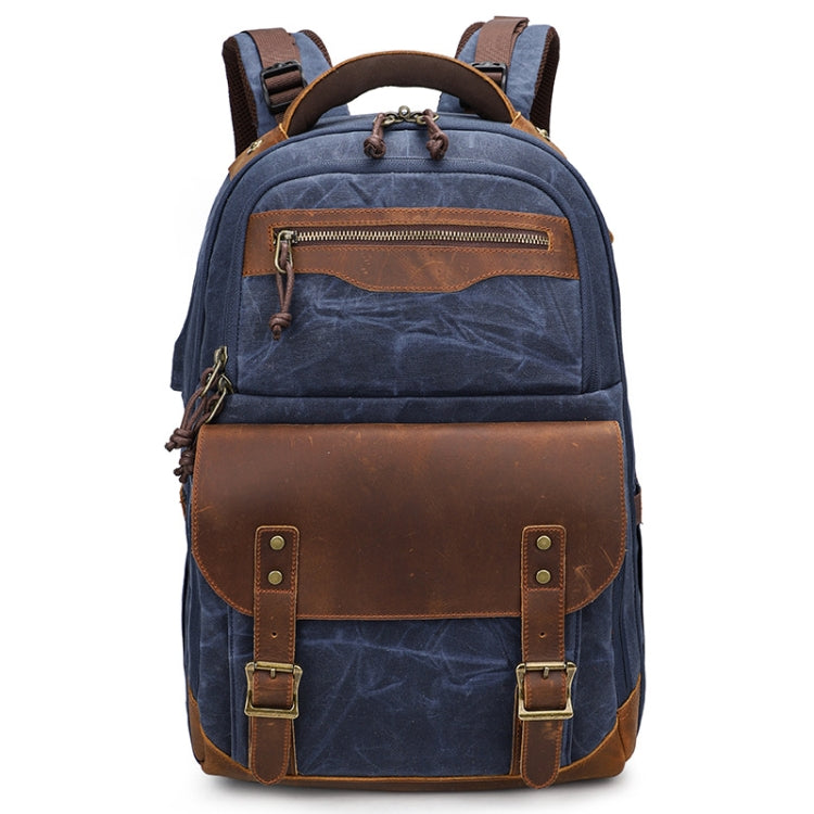 K813 Retro SLR Camera Bag Canvas Shoulder Computer Camera Bag(Blue) - Backpack by PMC TechLife | Online Shopping South Africa | PMC TechLife | Buy Now Pay Later Mobicred