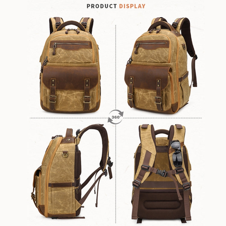 K813 Retro SLR Camera Bag Canvas Shoulder Computer Camera Bag(Soil Yellow) - Backpack by PMC TechLife | Online Shopping South Africa | PMC TechLife | Buy Now Pay Later Mobicred