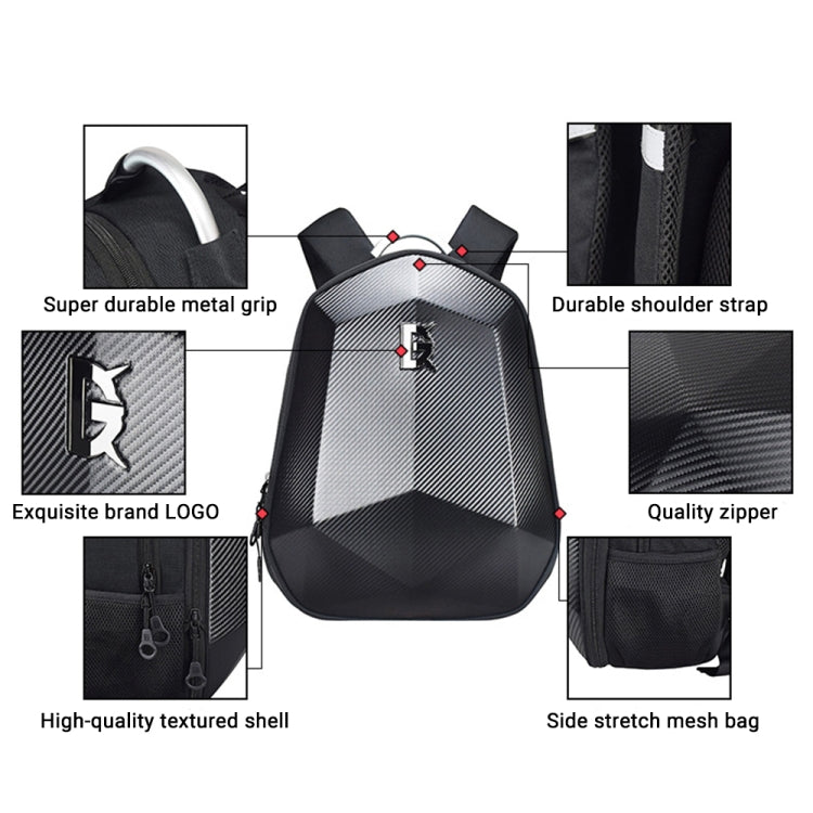 GHOST RACING GR-BB04 Motorcycle Riding Backpack Locomotive Hard Shell Bag Anti-Rain Helmet Computer Bag(Black) - Bags & Luggages by GHOST RACING | Online Shopping South Africa | PMC Jewellery | Buy Now Pay Later Mobicred