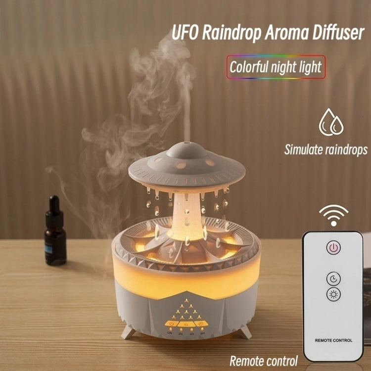 UFO Water Drop Aromatherapy Humidifier Desktop Remote Control Diffuser, Plug: AU Plug(Wood Grain) - free shipping - PMC TechLife - Order now!
