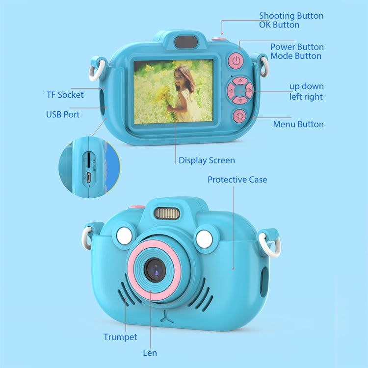 DC502 2.4-Inch 16X Zoom 2.7K Video Recording Children Digital Camera, Color: Blue No Card(AU Plug) - Children Cameras by PMC Jewellery | Online Shopping South Africa | PMC Jewellery | Buy Now Pay Later Mobicred