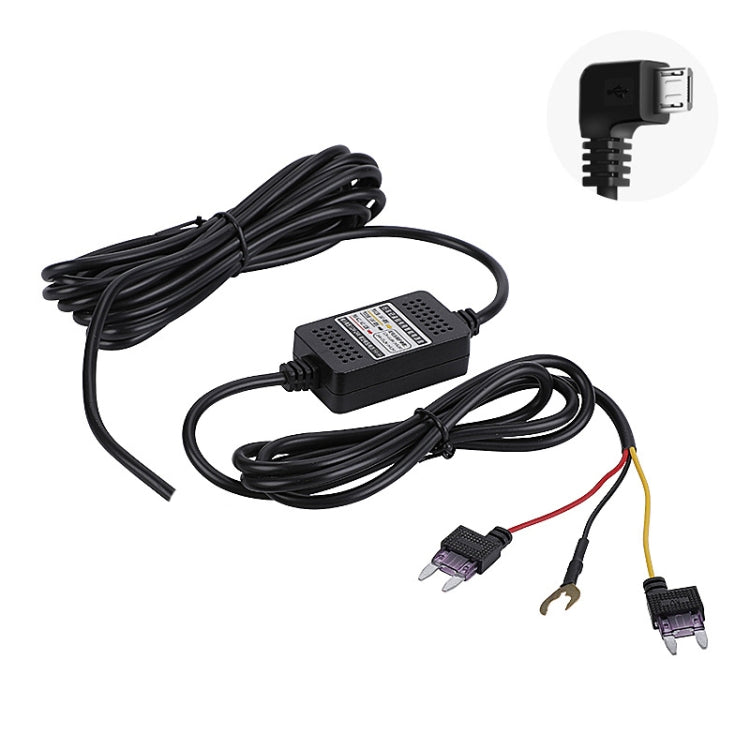 H516 Recording Step-down Line Shrinkage Video Car Charger Line Parking Monitoring Three-Core Power Cord, Model: With Fuse(Micro Right Elbow) - Cables & Connectors by PMC Jewellery | Online Shopping South Africa | PMC Jewellery | Buy Now Pay Later Mobicred