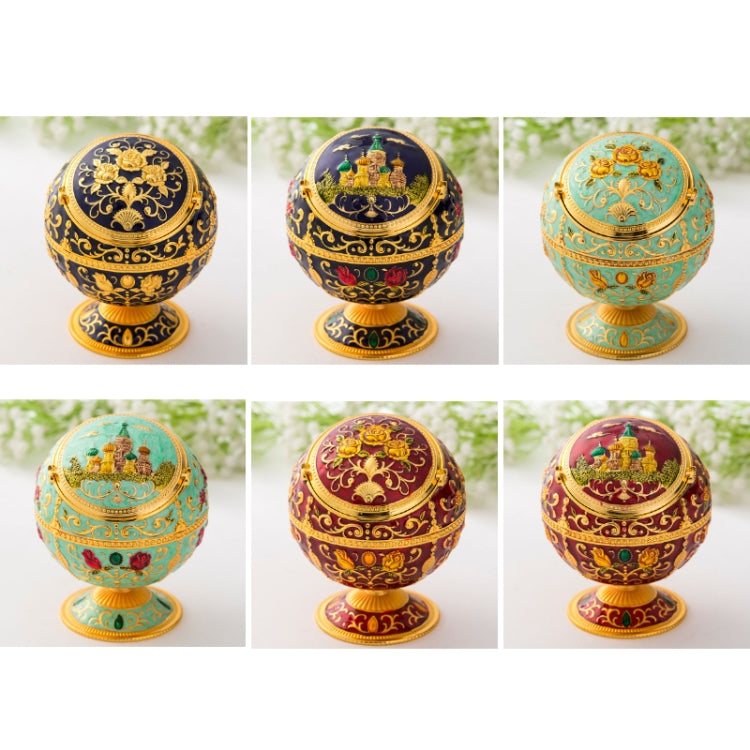 Metal Globe Ashtray With Lid Holiday Gift Tea Table Decoration(Green Rose) - Cigarette Box & Ashtrays by PMC TechLife | Online Shopping South Africa | PMC TechLife