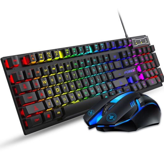 FOREV FV-Q305S Colorful Luminous Wired Spanish Keyboard and Mouse Set(Black) - Wired Keyboard by PMC Jewellery | Online Shopping South Africa | PMC Jewellery | Buy Now Pay Later Mobicred