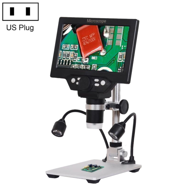 G1200D 7 Inch LCD Screen 1200X Portable Electronic Digital Desktop Stand Microscope(US Plug With Battery) - Digital Microscope by PMC Jewellery | Online Shopping South Africa | PMC Jewellery | Buy Now Pay Later Mobicred