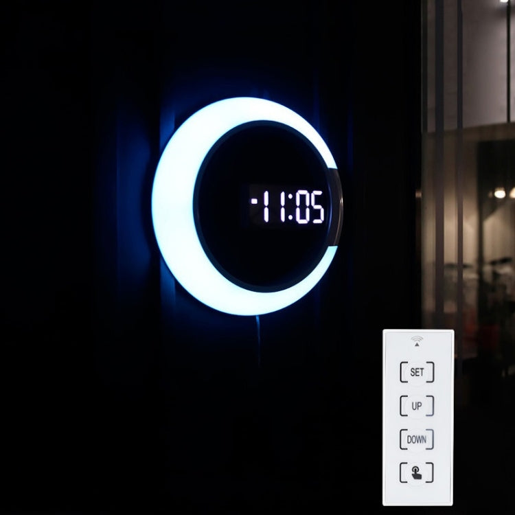 LED Mirror Hollow Wall Clock 7-color Switch Electronic Digital Display Wall Clock(White) - Wall Clock by PMc TechLife | Online Shopping South Africa | PMc TechLife | Buy Now Pay Later Mobicred