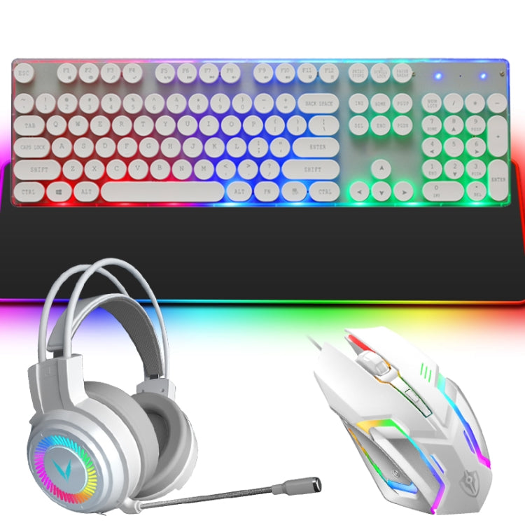 PANTSAN LD-145 4 in 1 Luminous Punk Gaming Keyboard + Mouse + Headphones + Mouse Pad Set(White) - Wired Keyboard by PANTSAN | Online Shopping South Africa | PMC Jewellery | Buy Now Pay Later Mobicred