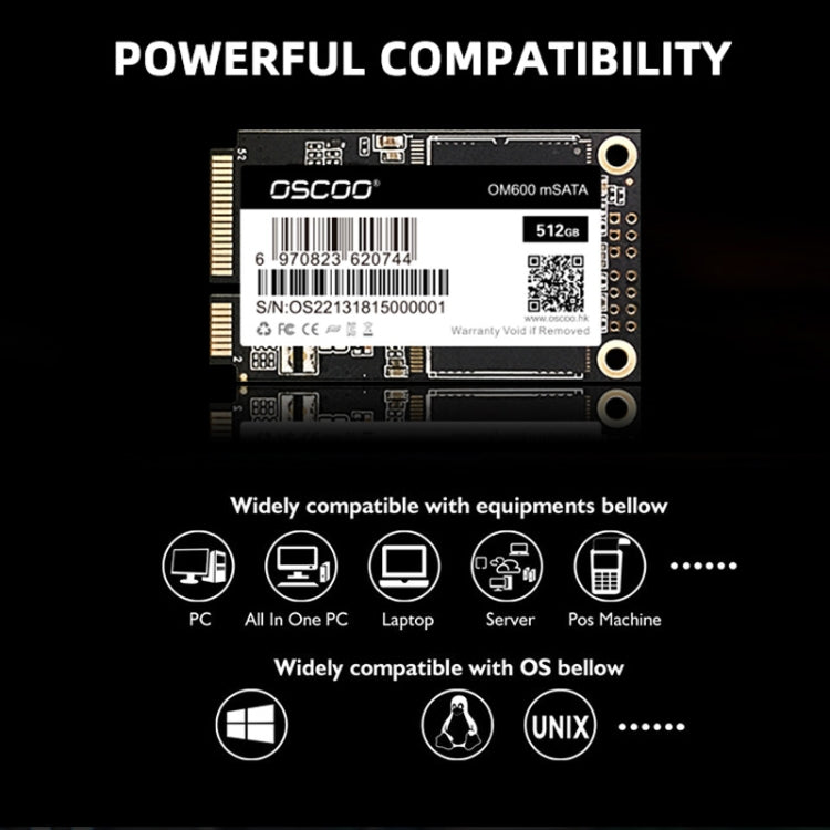 OSCOO OM600 MSATA Computer Solid State Drive, Capacity: 512GB - Solid State Drives by OSCOO | Online Shopping South Africa | PMC Jewellery | Buy Now Pay Later Mobicred