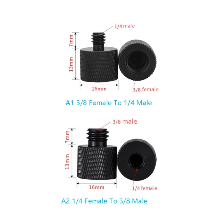 10 PCS Screw Adapter 3/8 Female to 1/4 Male  Screw(Black) - free shipping - PMC TechLife - Order now!