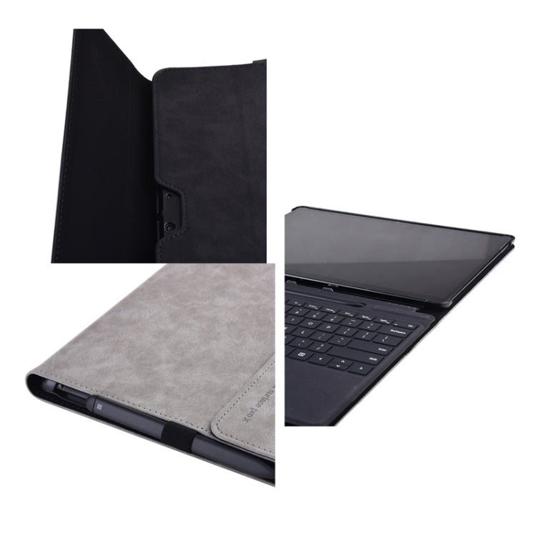 13 inch Leather Tablet Protective Case For Microsoft Surface Pro X, Color: Light Gray + Power Bag - 13.3 inch by PMC Jewellery | Online Shopping South Africa | PMC Jewellery | Buy Now Pay Later Mobicred