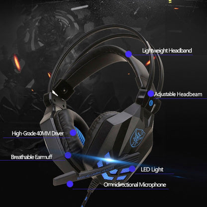 Soyto SY850MV Luminous Gaming Computer Headset For USB (White Blue) - Multimedia Headset by Soyto | Online Shopping South Africa | PMC Jewellery | Buy Now Pay Later Mobicred