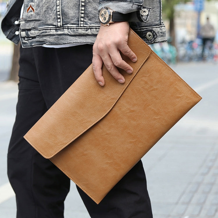 PU Leather Litchi Pattern Sleeve Case For 13.3 Inch Laptop, Style: Single Bag  (Dark Brown) - 13.3 inch by PMC TechLife | Online Shopping South Africa | PMC TechLife | Buy Now Pay Later Mobicred