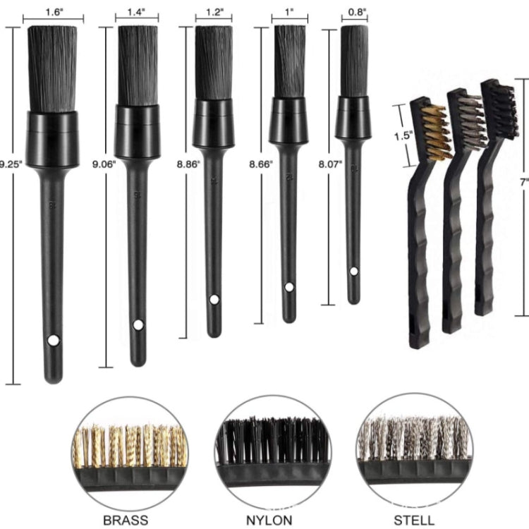 9 PCS / Set Car Wash Detail Brush Short Shank Tire Brush - Car washing supplies by PMC Jewellery | Online Shopping South Africa | PMC Jewellery | Buy Now Pay Later Mobicred