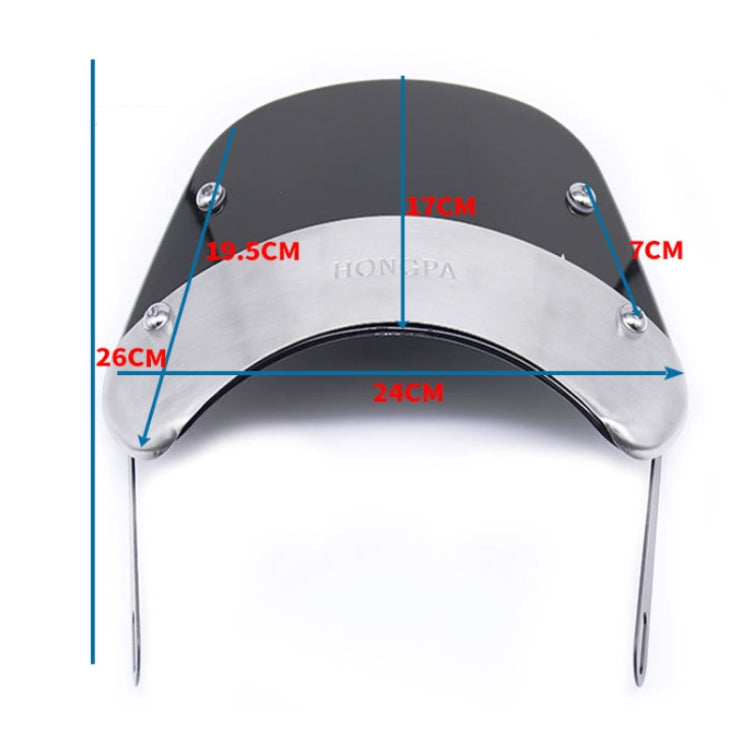 HONGPA DY-002 5-7 Inch Retro Motorcycle Modified PC Windshield(Black) - Others by HONGPA | Online Shopping South Africa | PMC TechLife | Buy Now Pay Later Mobicred
