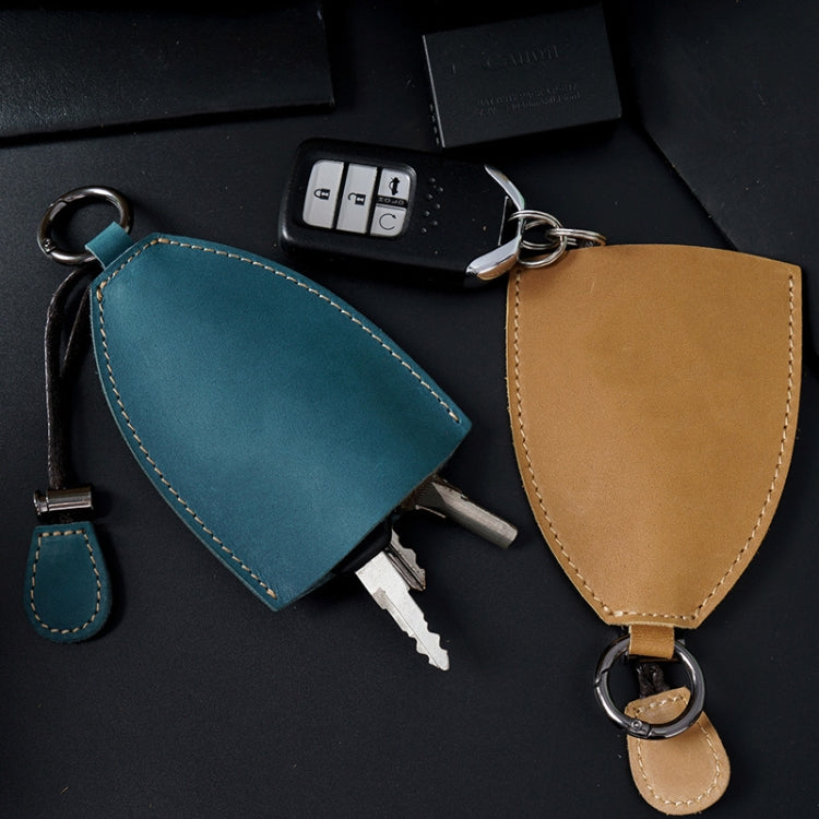 18Y-009 Vintage Handmade Leather Car Pull-Out Key Case(Oil Wax Skin Blue) - Car Key Cases by PMC TechLife | Online Shopping South Africa | PMC TechLife | Buy Now Pay Later Mobicred