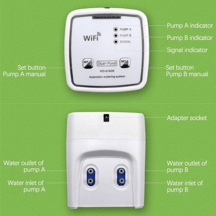 WD-01ADE WIFI Gardening Drip Irrigation Controller, Specification: Double Pump 20 Pots(UK Plug) - Watering & Irrigation by PMc TechLife | Online Shopping South Africa | PMc TechLife | Buy Now Pay Later Mobicred
