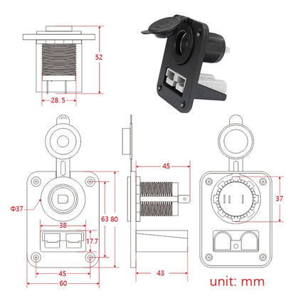 Large Current Plug With 12V Cigarette Lighter Panel Combination - Car Switches by PMC Jewellery | Online Shopping South Africa | PMC Jewellery | Buy Now Pay Later Mobicred