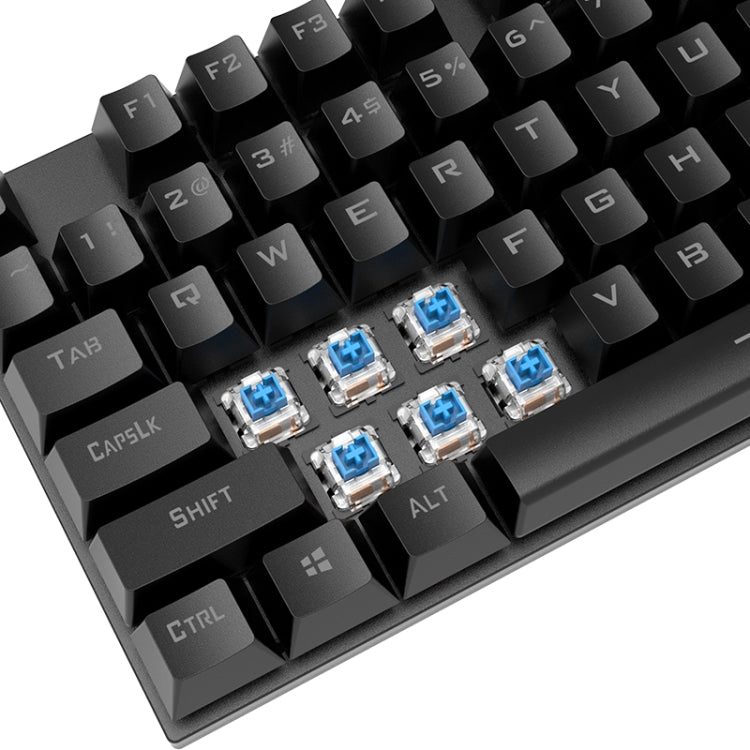 XUNFOX K80 87 Keys Wired Gaming Mechanical Illuminated Keyboard, Cable Length:1.5m(Gray Black) - free shipping - PMC Jewellery - Order now!