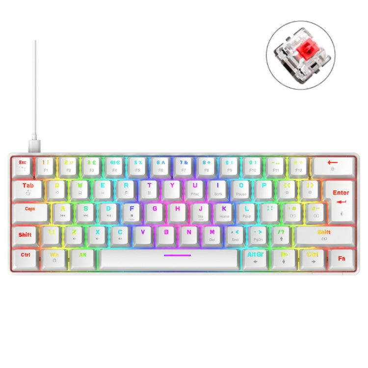 ZIYOU LANG T60 62-Key RGB Luminous Mechanical Wired Keyboard, Cable Length:1.5m(White Red Shaft) - Wired Keyboard by ZIYOU LANG | Online Shopping South Africa | PMC Jewellery | Buy Now Pay Later Mobicred