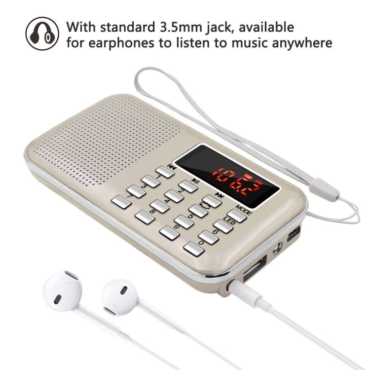 L-218AM  MP3 Radio Speaker Player Support TF Card USB with LED Flashlight Function(White) - Radio Player by PMC TechLife | Online Shopping South Africa | PMC TechLife | Buy Now Pay Later Mobicred