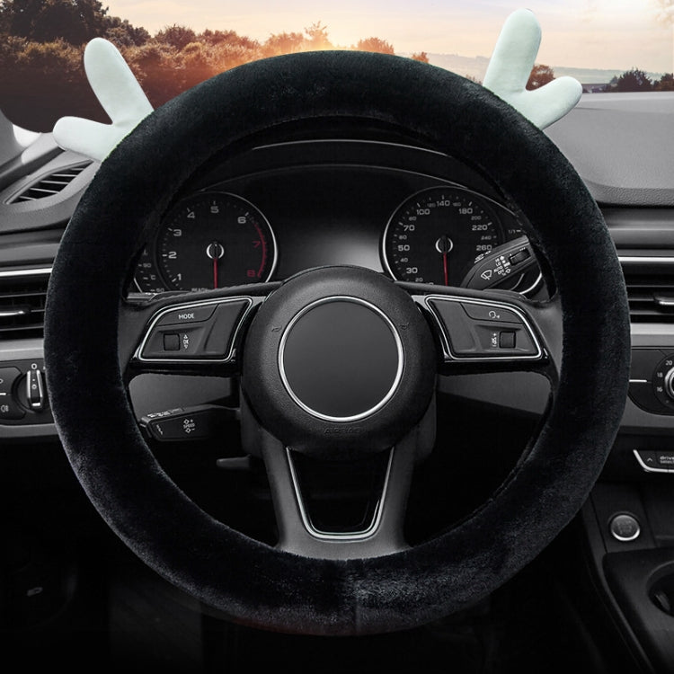 Antler Thick Plush Steering Wheel Cover, Style: O Type (Black) - Steering Wheel Accessories by PMC TechLife | Online Shopping South Africa | PMC TechLife | Buy Now Pay Later Mobicred