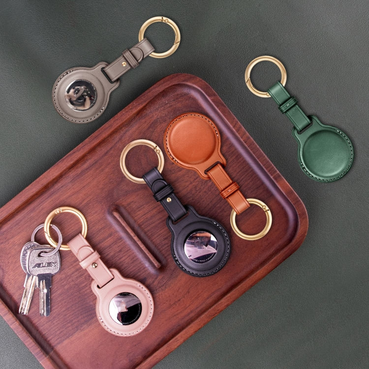 First Layer Cowhide Tracker Cover Pet Child Anti-lost Device Case for AirTag(Green) - Pet Series by PMc TechLife | Online Shopping South Africa | PMc TechLife | Buy Now Pay Later Mobicred