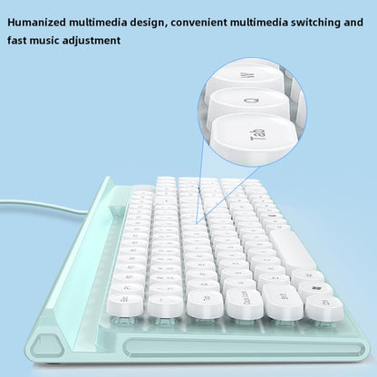 LANGTU L3 102 Keys Anti-Spill Silent Office Wired Mechanical Keyboard, Cable Length: 1.5m(White Green) - Wired Keyboard by LANGTU | Online Shopping South Africa | PMC Jewellery | Buy Now Pay Later Mobicred