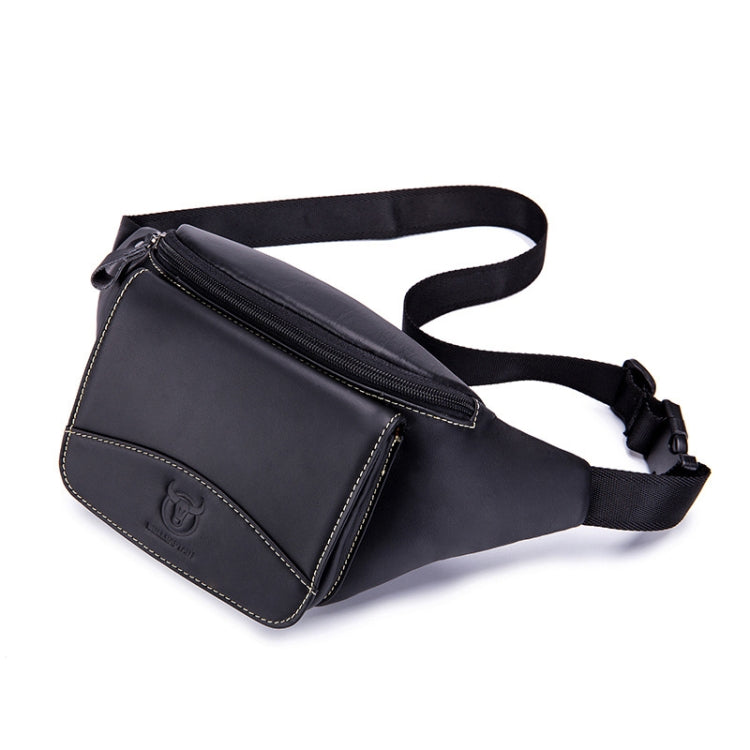BULL CAPTAIN Cowhide Waist Bag Large Capacity Multifunctional Wallet For Men(Black) - Single-shoulder Bags by BULL CAPTAIN | Online Shopping South Africa | PMC TechLife | Buy Now Pay Later Mobicred