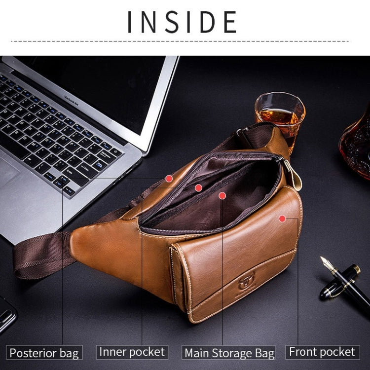BULL CAPTAIN Cowhide Waist Bag Large Capacity Multifunctional Wallet For Men(Black) - Single-shoulder Bags by BULL CAPTAIN | Online Shopping South Africa | PMC TechLife | Buy Now Pay Later Mobicred