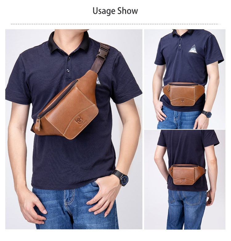 BULL CAPTAIN Cowhide Waist Bag Large Capacity Multifunctional Wallet For Men(Black) - Single-shoulder Bags by BULL CAPTAIN | Online Shopping South Africa | PMC TechLife | Buy Now Pay Later Mobicred