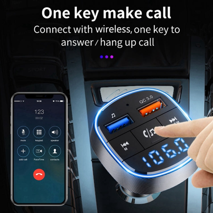 QC3.0 Fast Charge Car Bluetooth MP3 Player Car FM Transmitter(Black) - Bluetooth Car Kits by PMC TechLife | Online Shopping South Africa | PMC TechLife | Buy Now Pay Later Mobicred