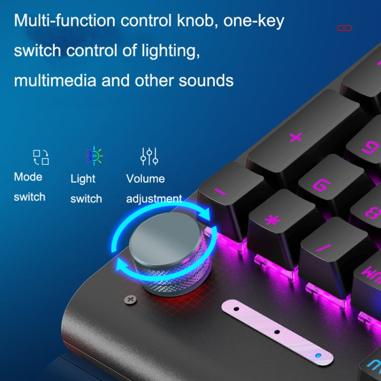 LANGTU K1000 104 Keys Luminous Wired Keyboard, Cable Length: 1.5m(Black Black Shaft Ice Blue Light) - free shipping - PMC Jewellery - Order now!